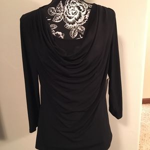 Beautiful 3/4 Sleeve Black Scoop Neck Shirt
